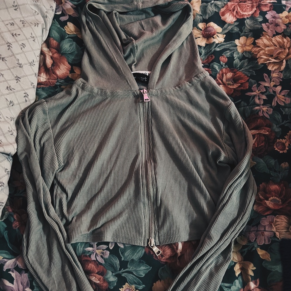 sage green cropped hoodie
